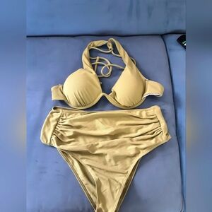 Green Ribbed 2 piece Swim Suit